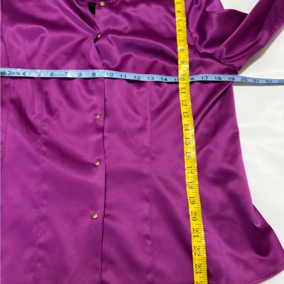 T.Tahari Elegant Purple & Pink color block Women's button up blouse size large - Picture 8 of 9